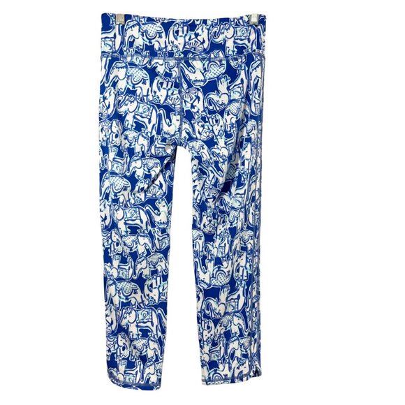 Lilly Pulitzer Luxletic Weekender Leggings Get Trunky Blue White Elephant SMALL - Picture 2 of 7